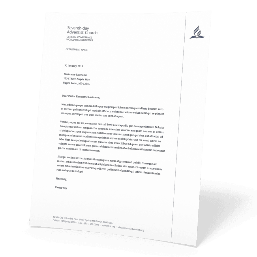 Three-dimensional example of Advent ID letterhead